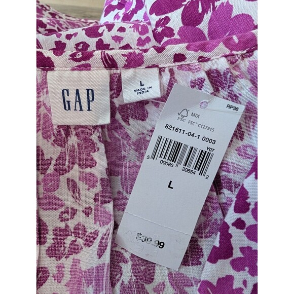 NWT Gap Women's Sleeveless Peplum Floral Blouse Size L Dark Pink Coquette $39.99 - Picture 4 of 9